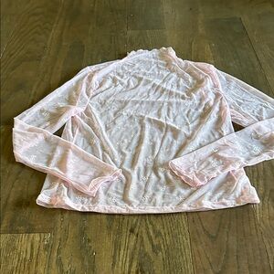 Sheer Pink Floral Embroidered Long-Sleeve Top - Women Intimates & Sleepwear